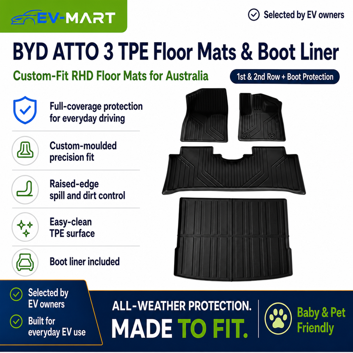 BYD ATTO 3 Floor Liners – Black RHD Australia