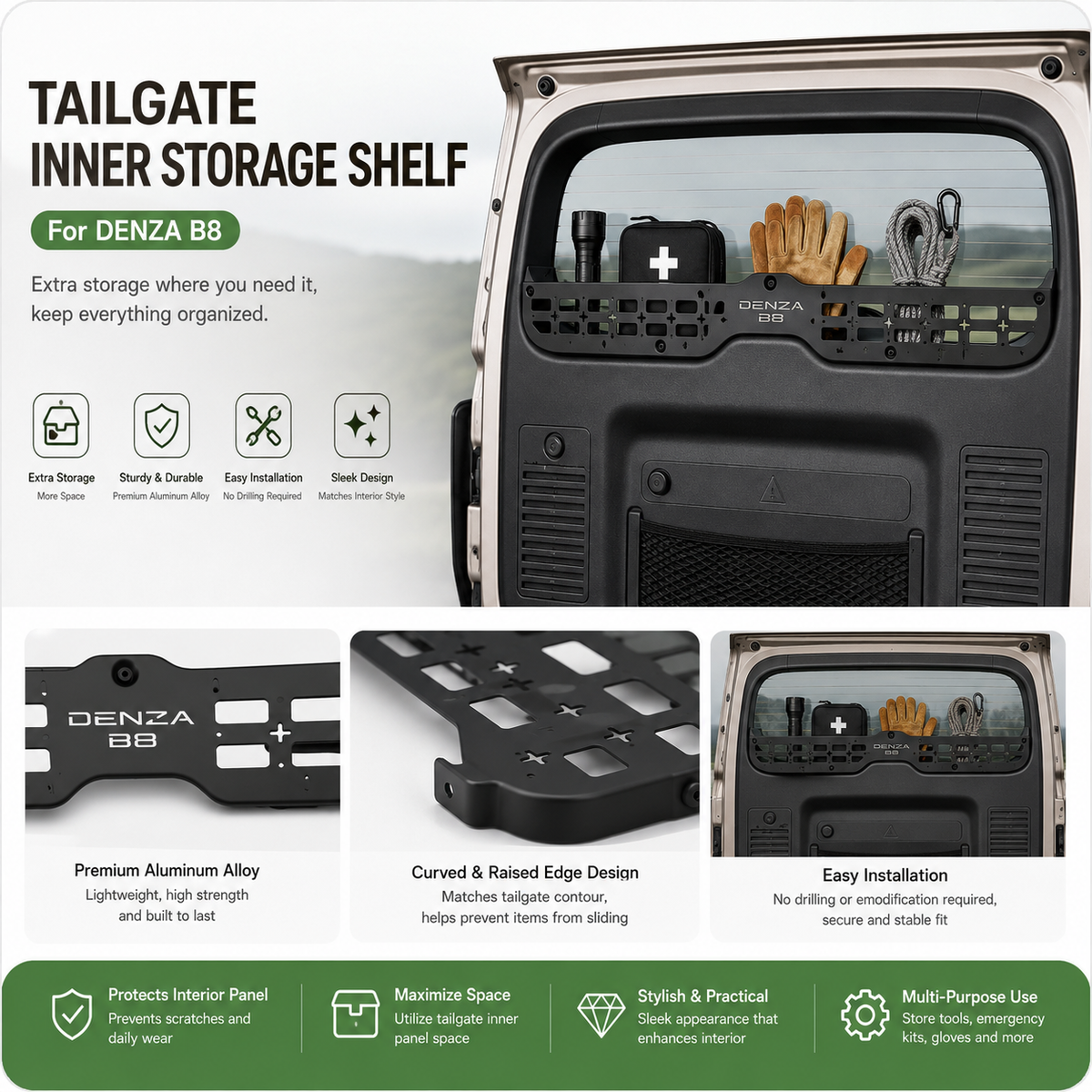 Denza B8 Tailgate Inner Storage Rack - Australian RHD Model