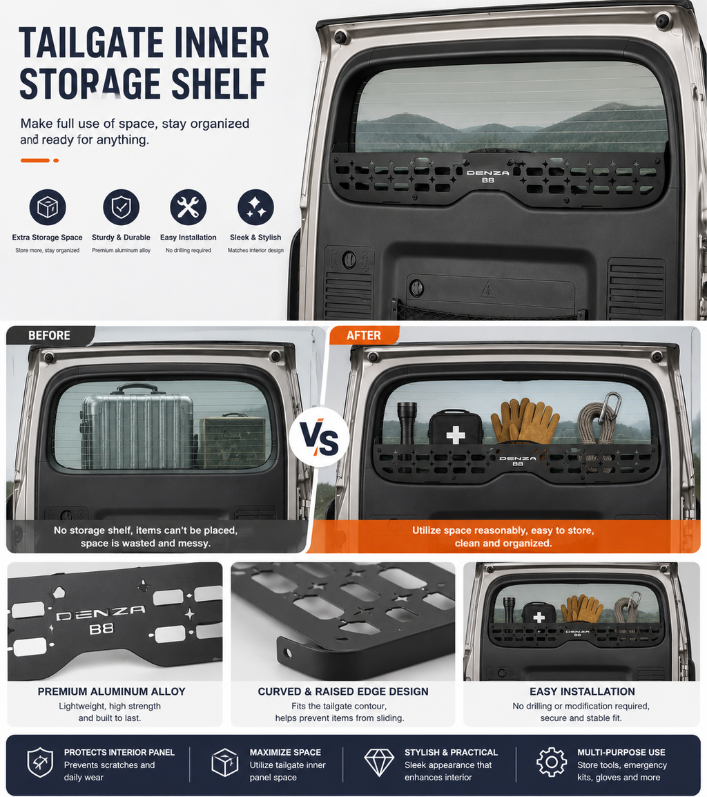 Denza B8 Tailgate Inner Storage Rack - Australian RHD Model