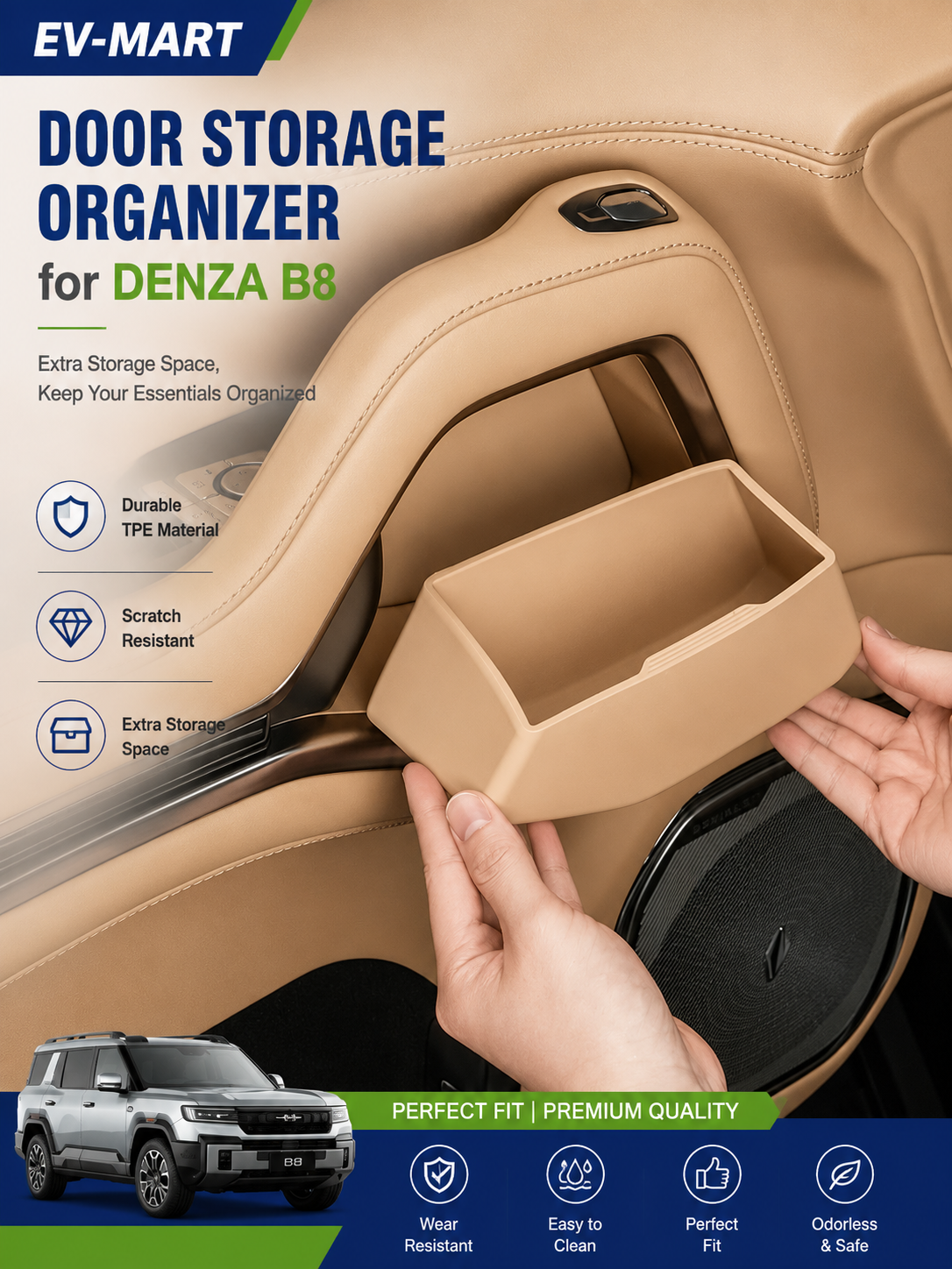 Denza B8 Door Storage Organizer | Custom-Fit Interior Storage Box | Australian RHD Model(4PC)